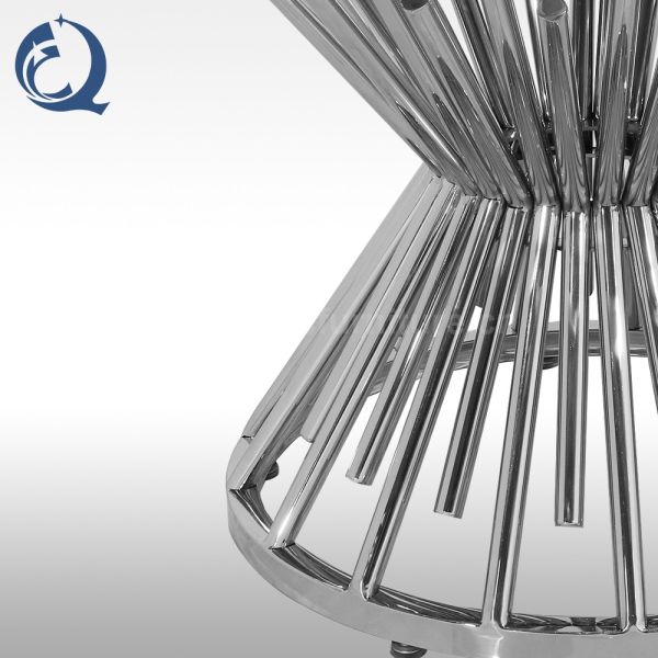 Chrome Wire SS Round Glass Top Coffee Table Glam Cocktail Table