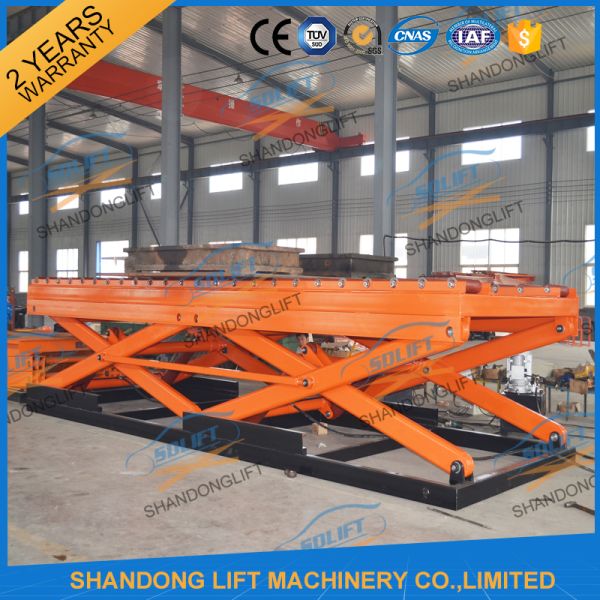 7T Heavy Duty Stationary Hydraulic Scissor Lift with Roller for Cargo Scissor Lift with TUV