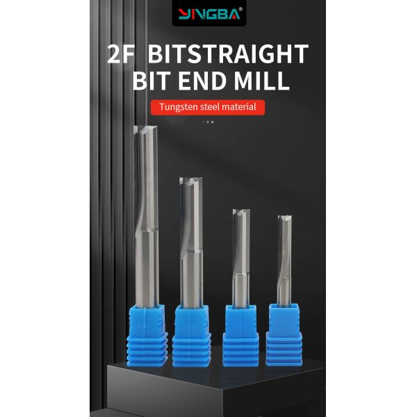 2 Edged Cutter Straight Tool End Mill Straight Router Bit 2 Flute Straight End Mill for Cnc Cutting Tool Woodworking