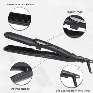 480 Degrees 2 In 1 Steam Nano Titanium Plate Hair Straightener For Salon