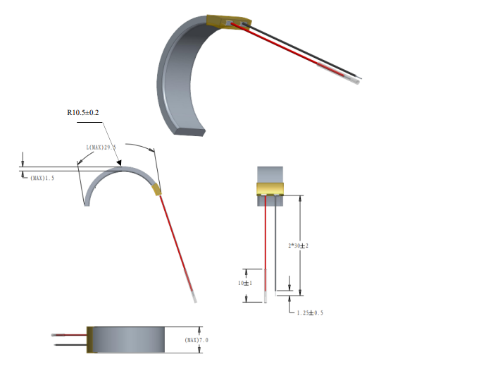 Customized Curved Lithium Polymer Battery 3.7V 20mAh 150728 for Smart Healthcare Rings