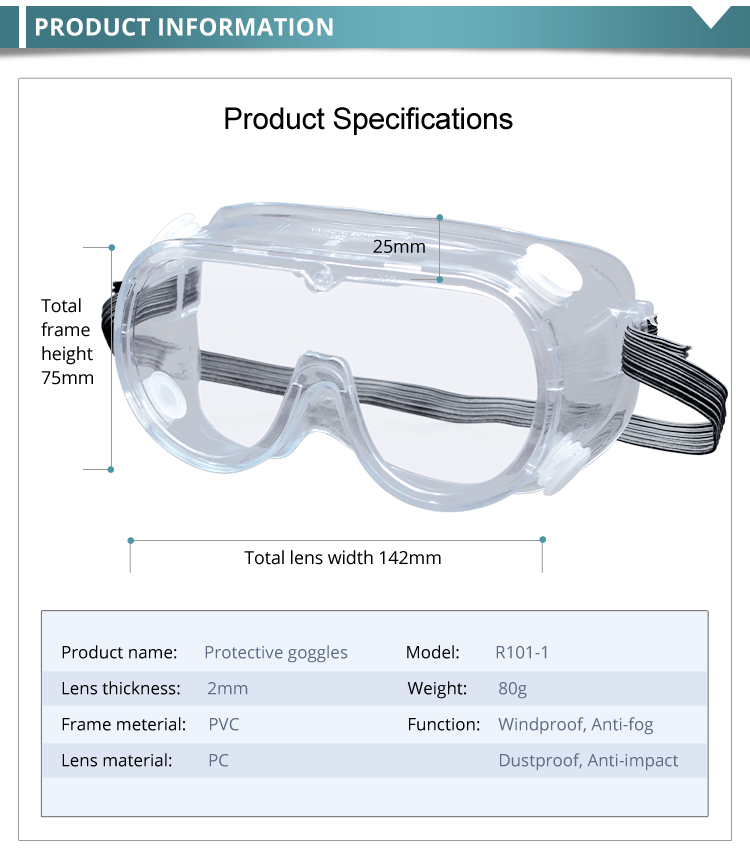Eco Friendly Medical Protective Goggles , Plastic Eye Protection Glasses