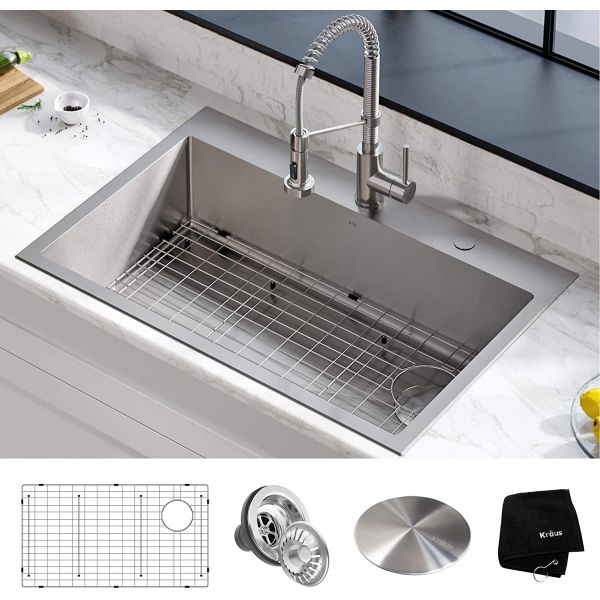 Topmount 229mm Depth SUS 304 Double Bowl Kitchen Sinks