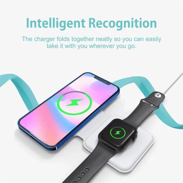 15W Dual Magsafe Magnetic Wireless Charger Folding For IPhone 12 IWatch