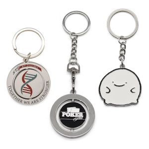 Enamel Name Metal Keychain Custom Logo Engravable Round Key Ring