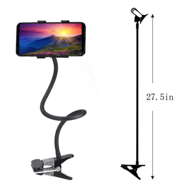 Clamp Adjustable Base Gooseneck Bed Phone Holder Long Arm 4.5inch Width