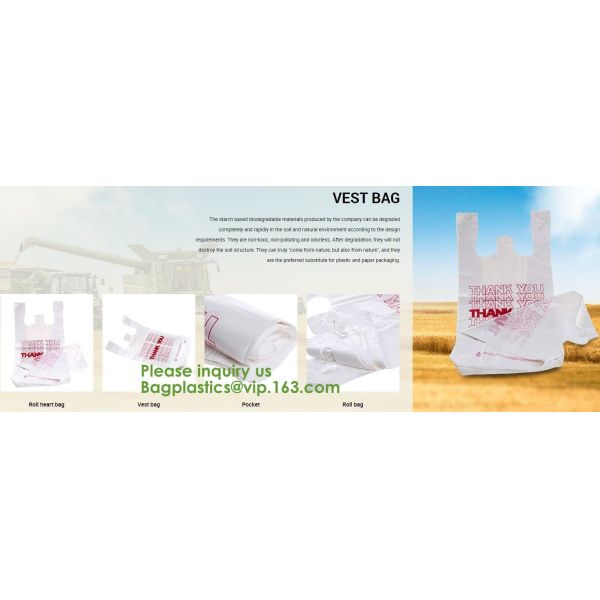 100% Biodegradable Compostable Plastic T-Shirt Vest Bag For Shopping,Home,Decoration,Wedding,Supermarket,Restaurant,Bake