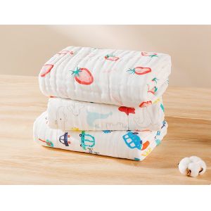 Patterned 40S Kids Swaddle Gauze Fabric Non Irritating Biodegradable