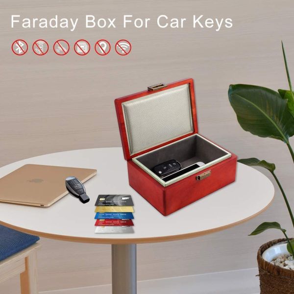 Phone Large Faraday Box Faraday Cage For Car Keys Birch Wood EMI Shielding