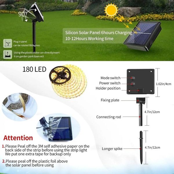 RGB 5050 Outdoor Flexible Solar Powered Strip Lights IP65 For Home Wedding Courtyard