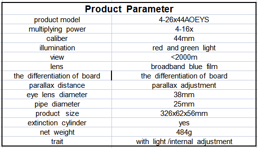25mm Pipe Hunting Rifle Scopes 4-16X44 Lightweight Precise Imaging