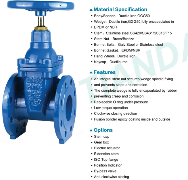 ASME / JIS Non Raised Rod Spring Seat Gate Valve PN16 Carbon Steel Body