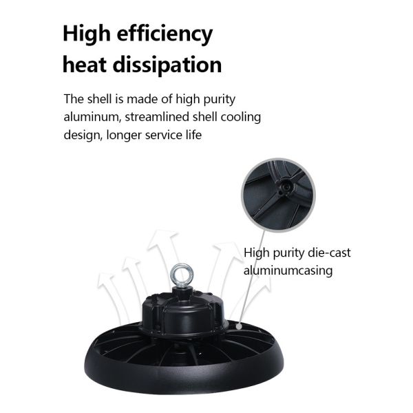 High Bay LED Light Factory Price 160lm/w LED Workshop IP65 Power Adjustable UFO LED High Bay Light
