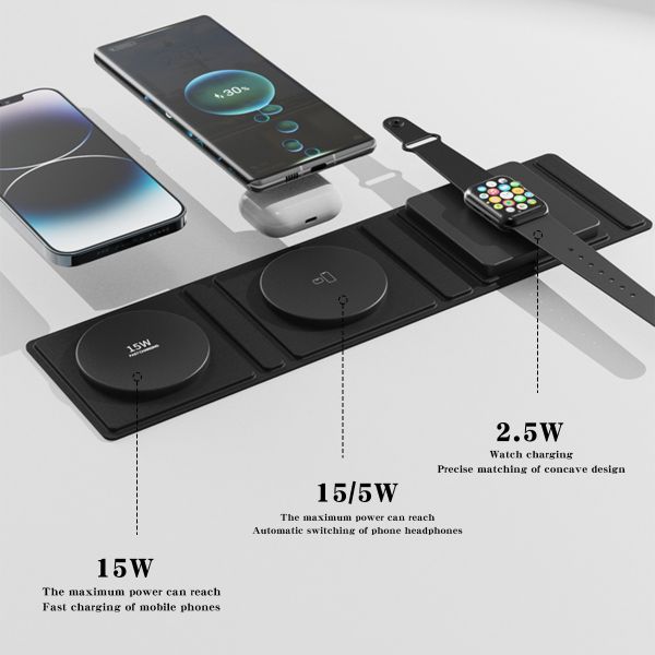 Travel Fast Wireless Charger 3 In 1 Foldable Magnetic 15W
