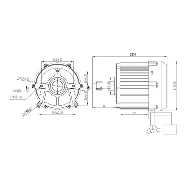 KG-YWY4-1500 72v dc Brushless  motor output power 1500w Mainly used in electric tricycles electric four-wheelers.