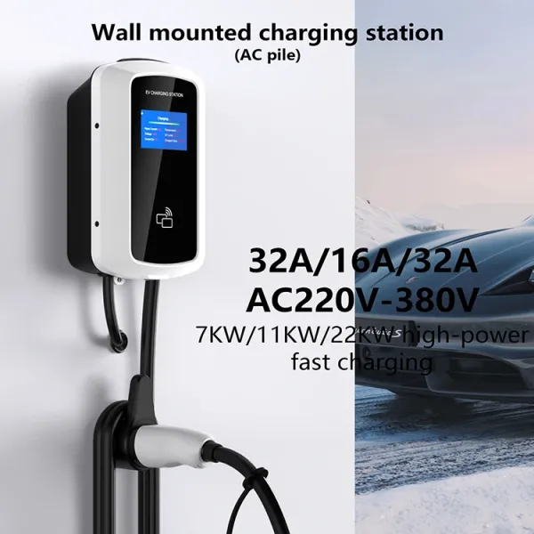 European Standard 22kw Level 2 WiFi Wall Mounted EV Charging Station With App