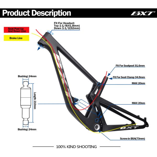 Full Suspension Hardtail Mountain Bike Carbon Frame MTB Frame 29 Boost