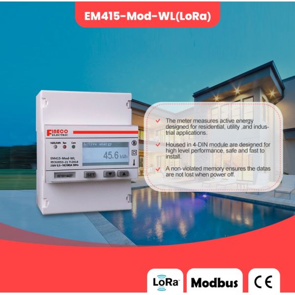 White EM415-Mod-WL Single Phase Lorawan Energy Meter with Digital Display