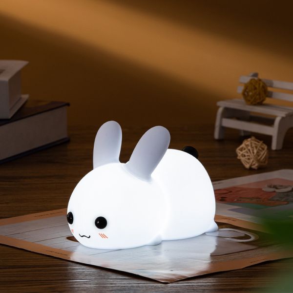 Rabbit Silicone Night Light For Kids 16 Color Changing Kids Night Light USB Baby Nursery Bedside Touch Lamp Night Lights