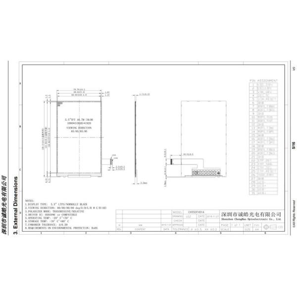 5.5 Inch Small LCD Display Screens With 4 Lane MIPI Interface