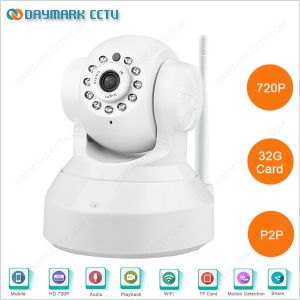 Plug and Play 720p two way audio night vision p2p ip camera wireless