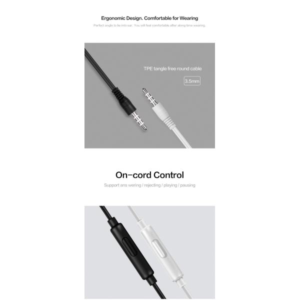 125CM Wired In Ear Earphones Round Cable Type Three Colors For Mobile Phone