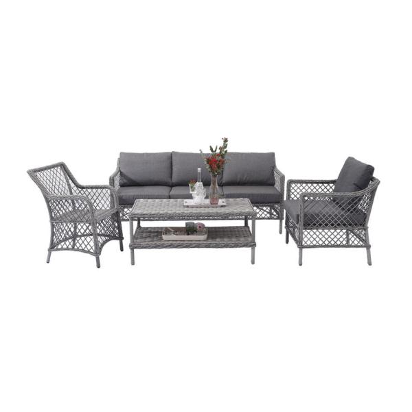 Patio Furniture Set Outdoor Sectional Sofa Conversation Set All Weather Wicker Rattan Couch Dining Table & Chair