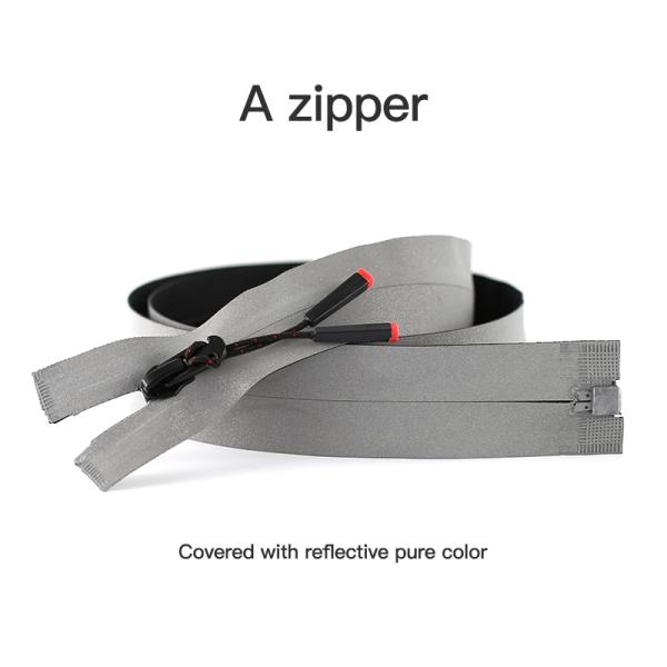 Long Chain Zipper Open End Atuo Lock Customized with Logo Zip Binder for Down Jacket Reflective Zipper