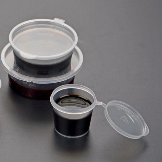 China 27ml, 30ml, 45ml, 74ml Seasoning box Plastic Disposable Clear BOX Round cup with lid wholesale