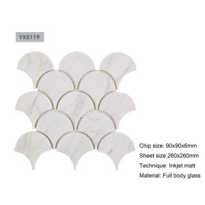 Buy cheap Fan Shaped Glass Mosaic Tiles 260x240mm Inkjet Matt Finish from wholesalers