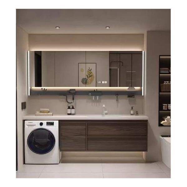 Modern Minimalist Style High End Solid Wood Laundry Room Cabinet Vanities