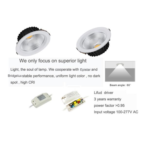 Reccessed light 15W Home / Kitchen COB Downlights With CE / RoHS Certificate