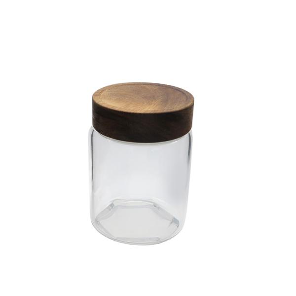 Clear Borosilicate Empty Glass Jars With Sealed Bamboo Lid Durable
