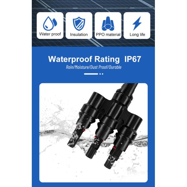 Waterproof IP67 Snap In PV Connectors Cable Female And Male
