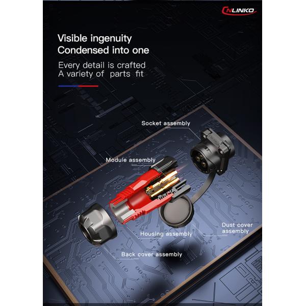 CNLINKO Waterproof 4 Pin Welding Male and Female Cable Connector 4Pin Panel Mount Round Plug Connector