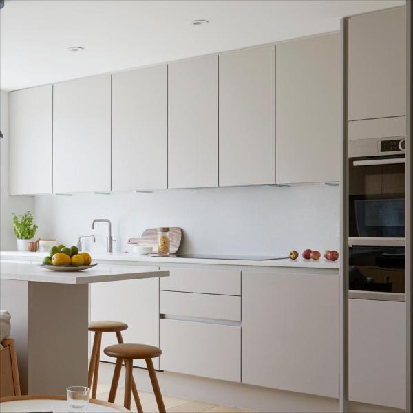 Small Modern Home Kitchen Cabinets White PVC Modular Kitchen Furniture