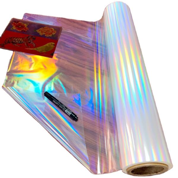 Transparent Self Adhesive Holographic Sticker Film Waterproof For Iridescent Lamination