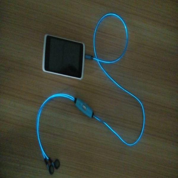 novelest colorful el earphone/glow earphone/light up earphone