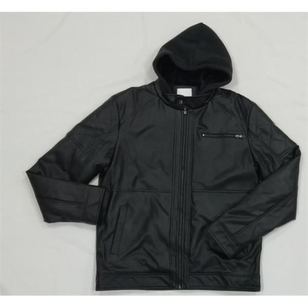 Polyurethane Pu Leather Puffer Jacket Mens