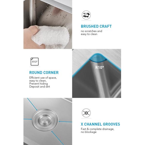 Rectangular 27 Inch Kitchen Sink , Top Mount Workstation Sink Stainless Steel 304 Material