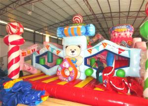 China Digital painting inflatable candy house fun city big inflatable Christmas candy themed amusement park wholesale