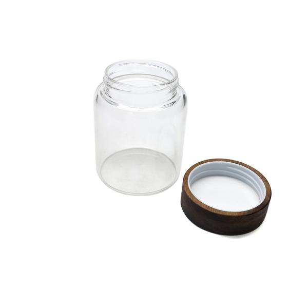 Clear Borosilicate Empty Glass Jars With Sealed Bamboo Lid Durable