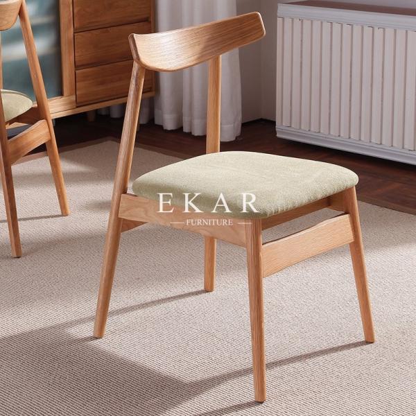 Modern Nordic Designs Furniture No Arm Oak Wooden With Seating Cushion Fabric Dining Chair