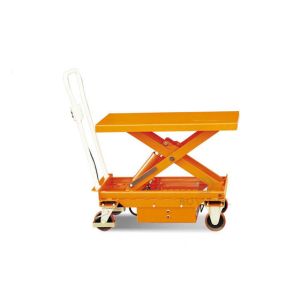 China 500kg 1102lbs Mobile Lift Tables Hydraulic Manual Mobile Single Scissor Lift Table Trolley on sale