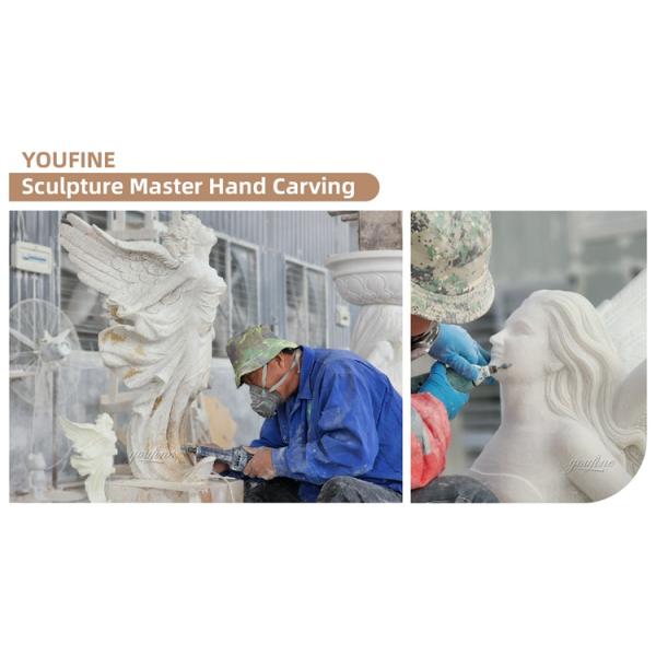 Outdoor Church Religious White Life Size Marble Saint Michael Angel Statue Stone