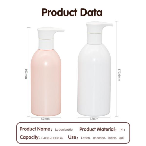 Smooth PET Round Shoulders Cosmetic Lotion Bottle With 2.8cc 240ml 300ml