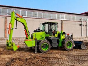 China Construction machinery turbocharged engine 100hp 6.5 ton loader backhoe in green wholesale