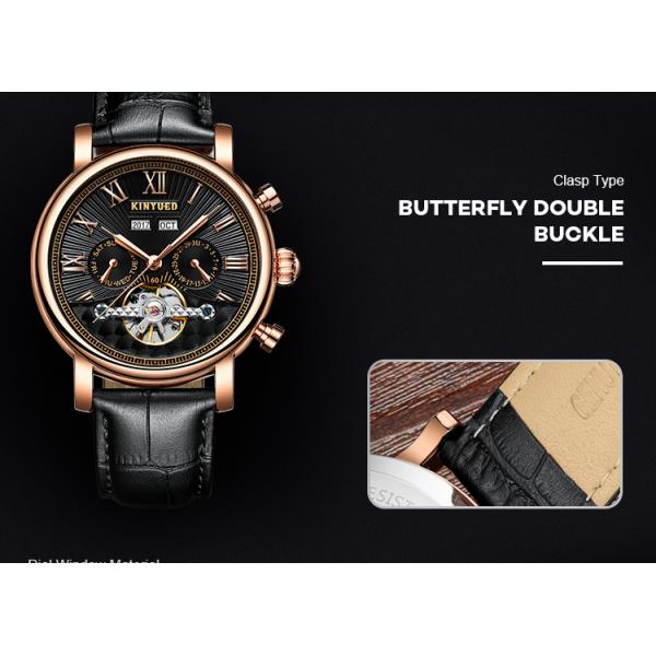Gold Cover Minimalist Mechanical Watch Comfortable Soft Black Strap