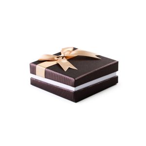 Stylish Design Cardboard Jewelry Gift Boxes With Bow Velvet Foam Insert