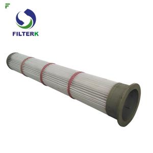 China Rubber Cap Pleated Filter Bags High Efficiency 153 * 2000mm Diameter For Cement on sale